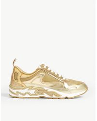 Sandro Flame Leather And Mesh Trainers - Metallic