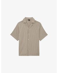 Reiss - Griff Cuban-Collar Striped Stretch-Woven Shirt - Lyst