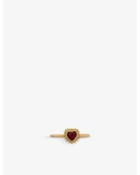 Rachel Jackson - Electric Love Mini Heart 22ct -plated Sterling-silver And Garnet Ring - Lyst