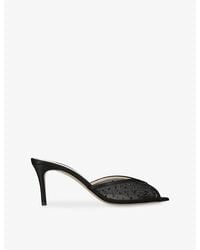 Andrea Wazen - Katy 75 Mesh And Satin Heeled Mules - Lyst