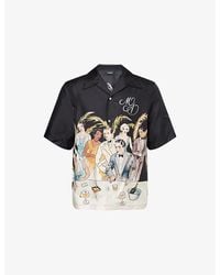 Amiri - Graphic-Print Short-Sleeve Silk Bowling Shirt - Lyst