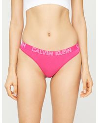 Calvin Klein Ultimate Logo-print Stretch-jersey Thong - Pink