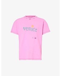 ERL - Venice Brand-print Cotton And Linen-blend T-shirt - Lyst