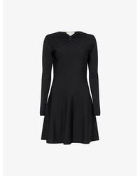 Valentino - Bow Long-Sleeves Knitted Mini Dress - Lyst
