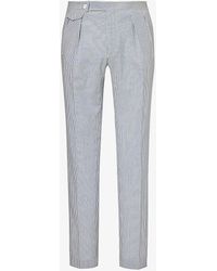 Polo Ralph Lauren - Seersucker Stripe-print Tapered-leg Cotton Trousers - Lyst