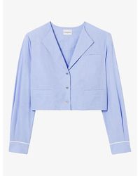 Claudie Pierlot - Long-Sleeved Cropped Cotton-Poplin Shirt - Lyst