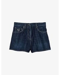 Prada - Wide-Leg Mid-Rise Denim Shorts - Lyst