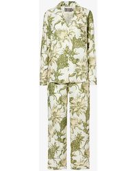 Desmond & Dempsey - Floral-print Button-front Cotton Pyjama Set - Lyst
