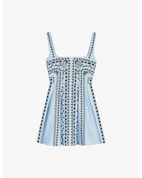 Maje - Bandana-Print Square-Neck Woven Mini Dress - Lyst