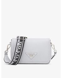 Prada - Logo-plaque Grained-leather Shoulder Bag - Lyst