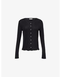 Skall Studio - Edie Scoop-Neck Cotton-Knit Cardigan - Lyst