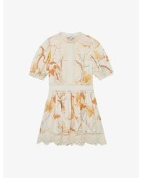 Reiss - Lacey Floral-Print Woven Mini Dress - Lyst