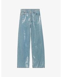 Claudie Pierlot - Glitter-effect Straight-leg High-rise Jeans - Lyst
