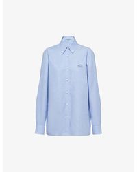 Prada - Logo-embroidered Regular-fit Cotton Oxford Shirt - Lyst