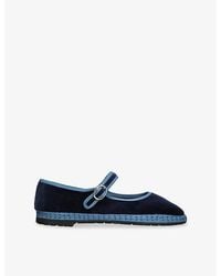Flabelus - Montague Cotton-Velvet Mary Jane Flats - Lyst