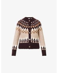Veronica Beard - Christina Fairisle Round-Neck Wool-Blend Cardigan - Lyst