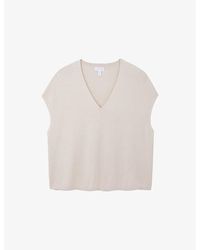 The White Company - V-Neck Knitted Cotton-Blend T-Shirt - Lyst