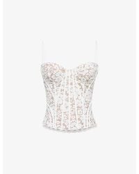 House Of Cb - Rania Floral Lace Corset Top - Lyst