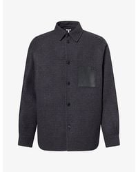 Loewe - Debossed-Logo Patch-Pocket Wool-And-Silk Shirt - Lyst