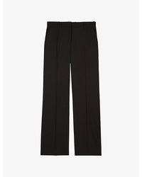 The Kooples - Pressed-Crease Straight-Leg High-Rise Wool Trousers - Lyst
