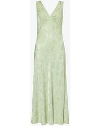 RIXO London - Sandrine V-neck Floral-jacquard Woven Midi Dress - Lyst