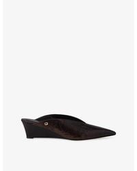 Maje - Embossed Leather Wedge Mules - Lyst