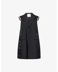 Sacai - Sleeveless Wool-Blend And Nylon Contrast Vest - Lyst