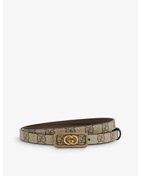 Gucci - Logo-buckle Monogram Canvas Belt - Lyst