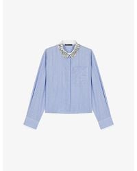 Maje - Striped Detachable-Collar Cotton Shirt - Lyst