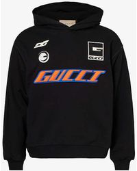 Gucci - Black/ Brand-print Relaxed-fit Cotton-jersey Hoody - Lyst