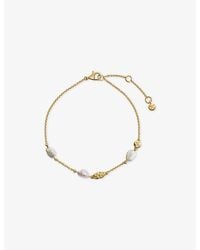 Monica Vinader - Capri Pearl Station 18Ct Vermeil And Pearl Bracelet - Lyst