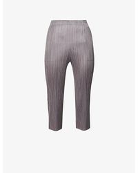 Pleats Please Issey Miyake - Pleat Cropped Straight-leg Knitted Trousers - Lyst