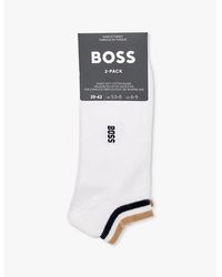 BOSS - Branded Pack Of Two Cotton-Blend Socks - Lyst