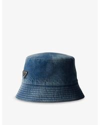 Prada - Vintage-Wash Denim Bucket Hat - Lyst