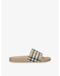 Burberry - Furley Checked Rubber Slides - Lyst