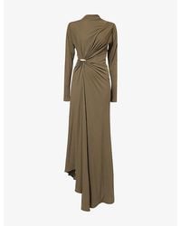 Bottega Veneta - Draped Long-Sleeve Jersey Maxi Dress - Lyst