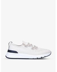 Brunello Cucinelli - Brand-Embossed Pull-Tab Knitted Low-Top Trainers - Lyst