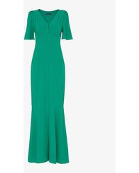 Whistles - Molly Button-through V-neck Stretch-crepe Maxi Dress - Lyst