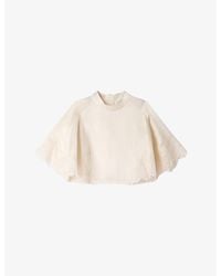 Sandro - Lace-Trim Cropped Satin Top - Lyst