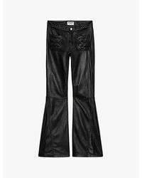 Zadig & Voltaire - Ecume Braided-Pocket Flared-Leg Mid-Rise Leather Trousers - Lyst