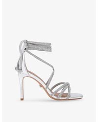 Carvela Kurt Geiger - Paparazzi Tie Crystal-Embellished Metallic Faux-Leather Heels - Lyst