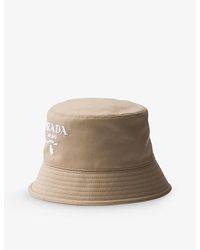Prada - Branded Wide-brim Cotton Bucket Hat - Lyst