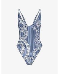 Agua Bendita - Luca Floral-Embroidered Swimsuit - Lyst