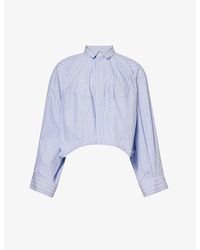 Sacai - Cut-out Pressed-stud Relaxed-fit Cotton Shirt - Lyst