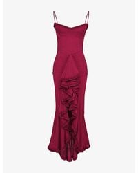 House Of Cb - Gabbi Ruffle-Front Mesh Maxi Dress - Lyst