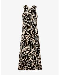 Ro&zo - Zebra-Print Sleeveless Stretch-Jersey Maxi Dress - Lyst