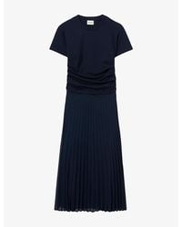 Claudie Pierlot - Trompe Pleated Woven Midi Dress - Lyst