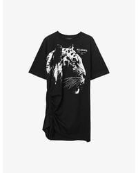 AllSaints - Naenia Graphic-Print Short-Sleeve Cotton Mini Dress - Lyst