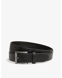 Reiss - Albany Croc-effect Leather Buckle Belt - Lyst