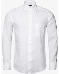 Eton - Buttoned-collar Slim-fit Linen Shirt - Lyst